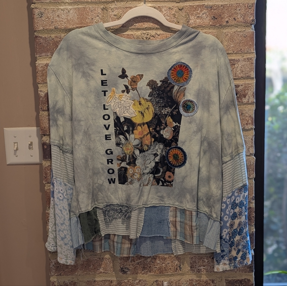 Upcycled Piece By Breakfast With Matisse Floral Patchwork Long Sleeve Top